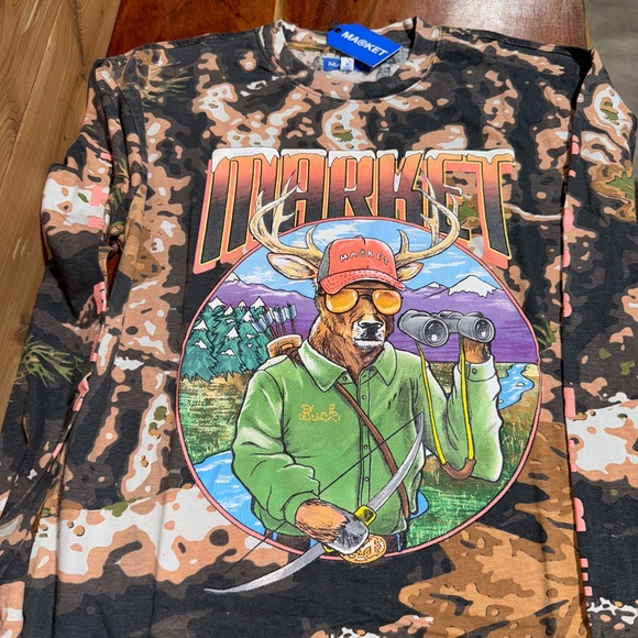 NEW Chinatown Market Big Buck Hunter Stops Here Camo Long Sleeve T-Shirt M - Picture 6 of 12